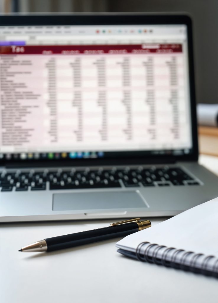 analyse de feuilles de calcul sur ordinateur portable